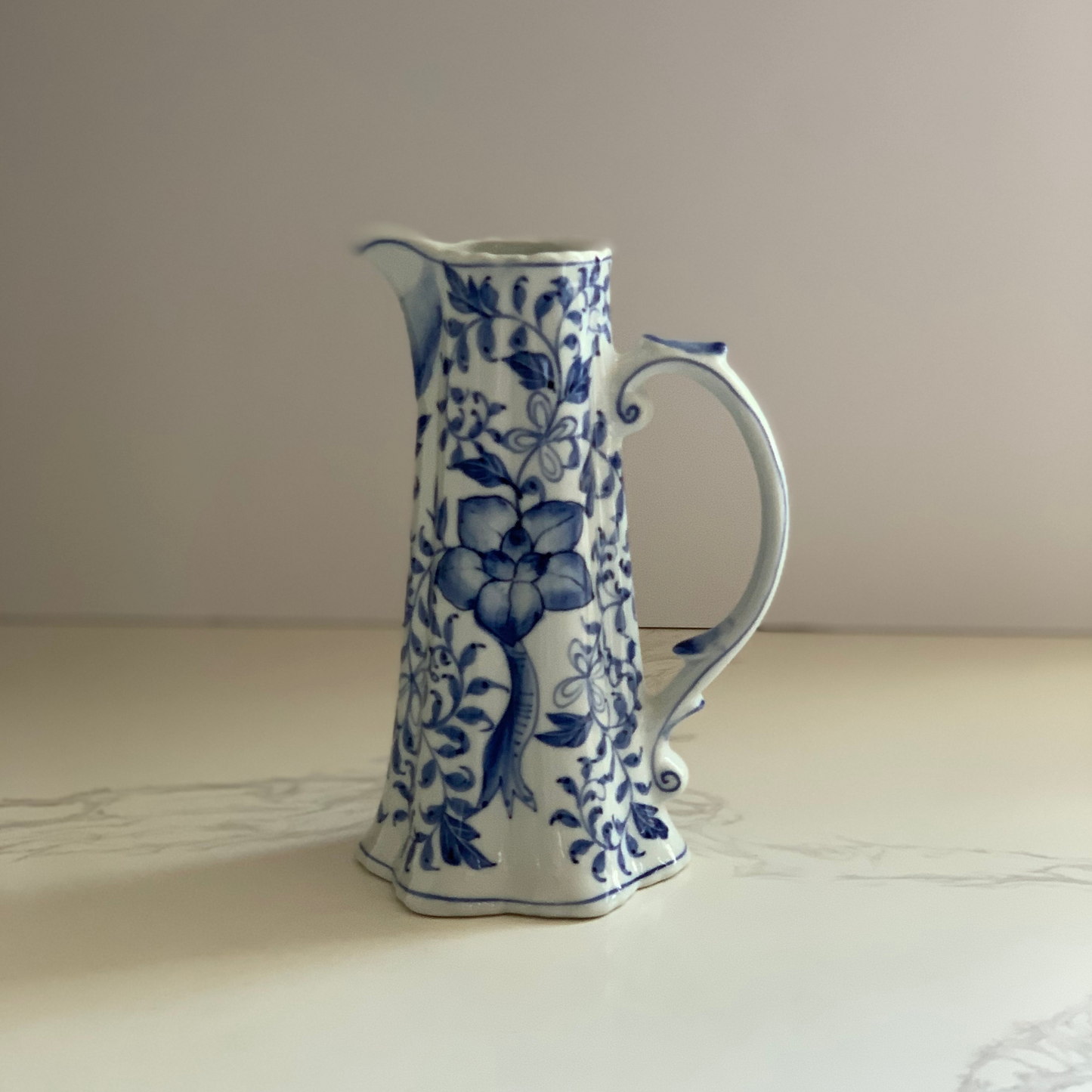 Blue & White Floral Pitcher