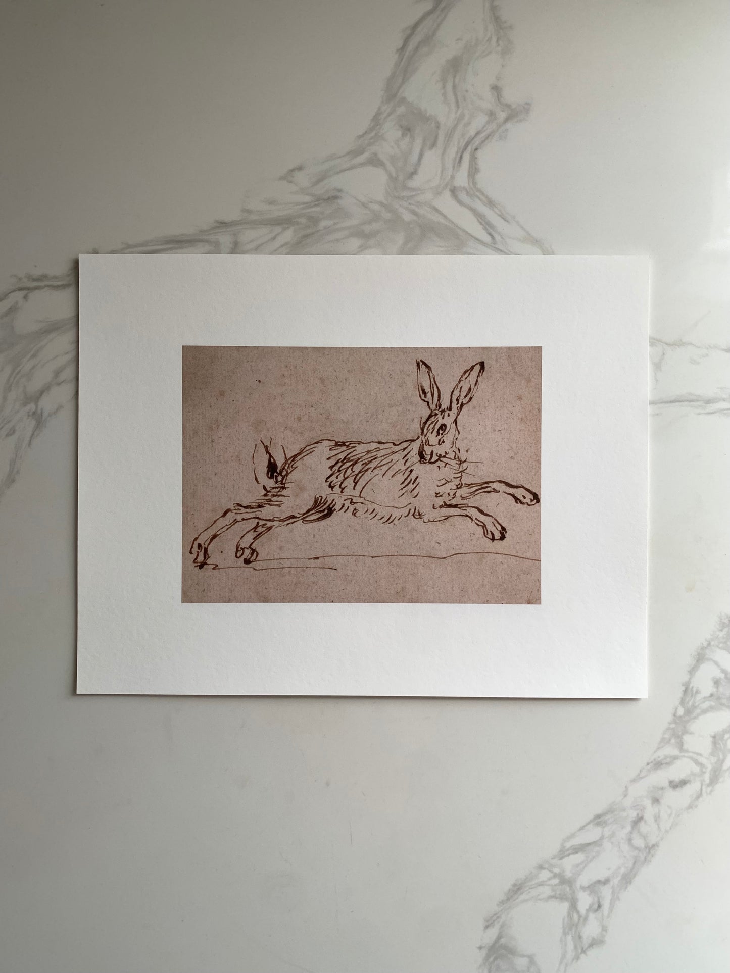 “A Hare Running, with Ears Pricked”