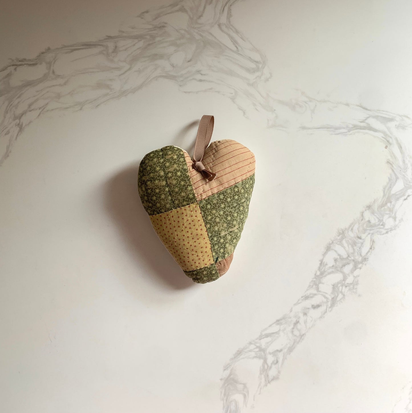 Pink + Green Quilted Heart