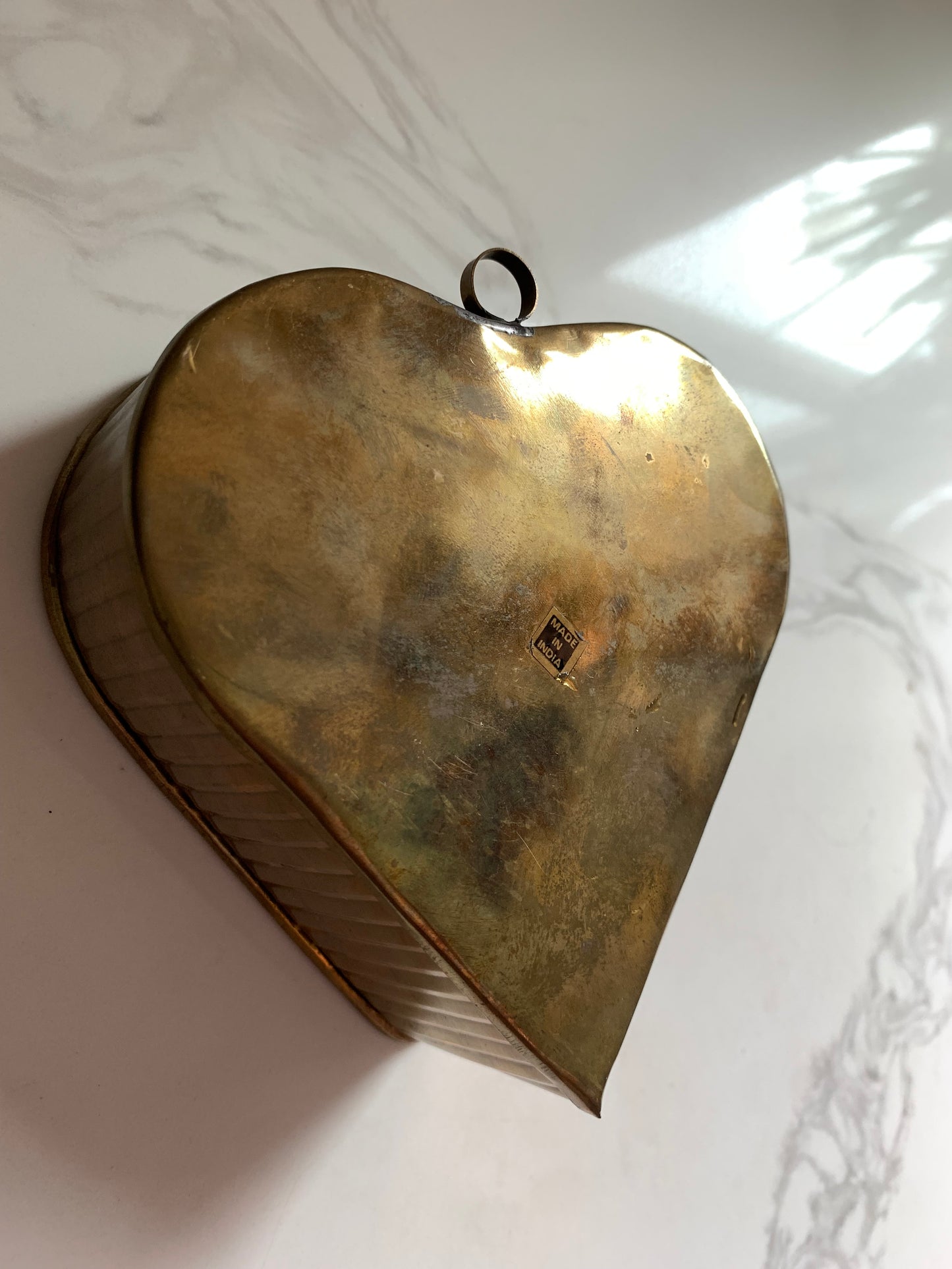 Brass Heart Shaped Trinket Tin