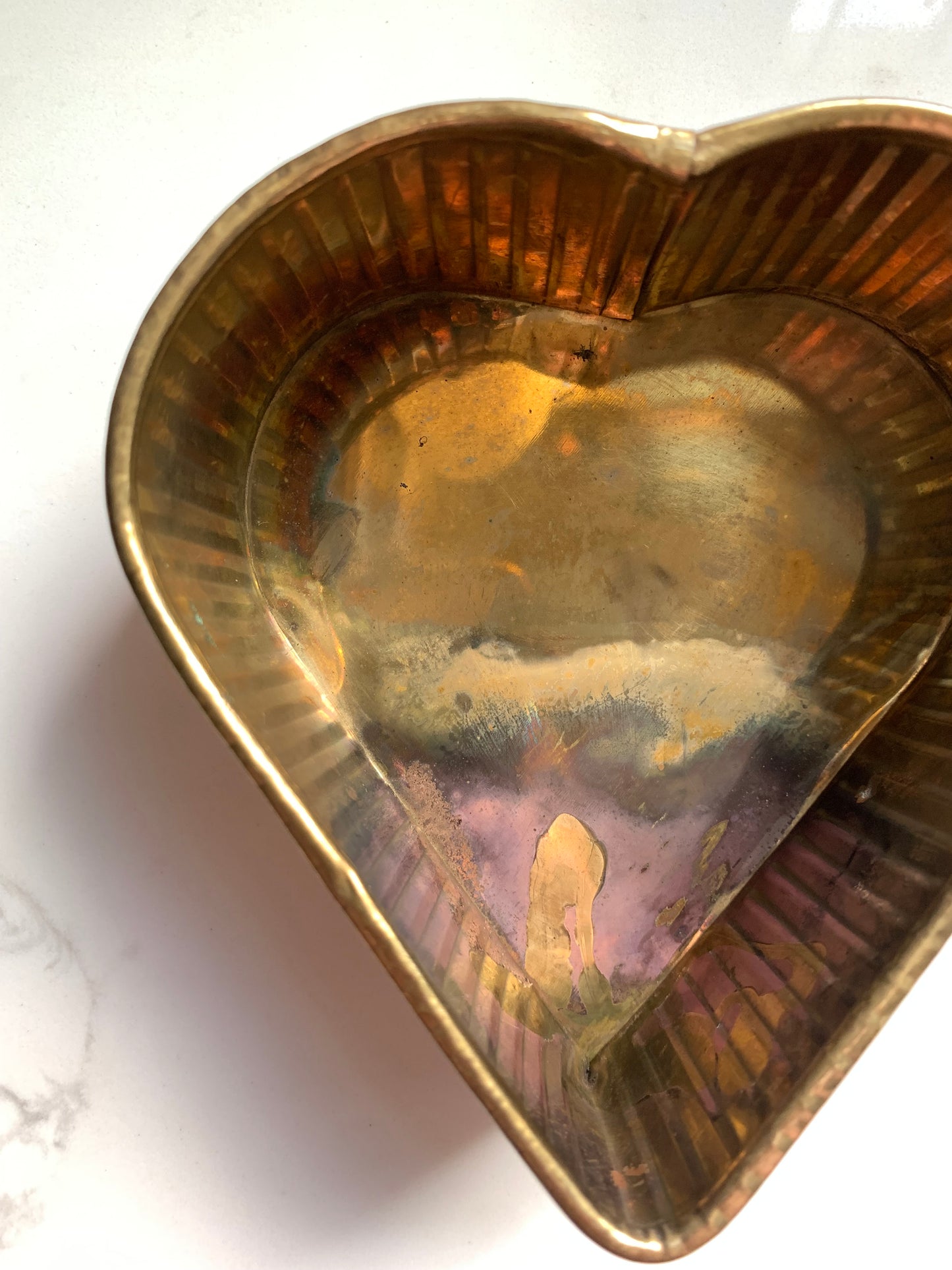 Brass Heart Shaped Trinket Tin