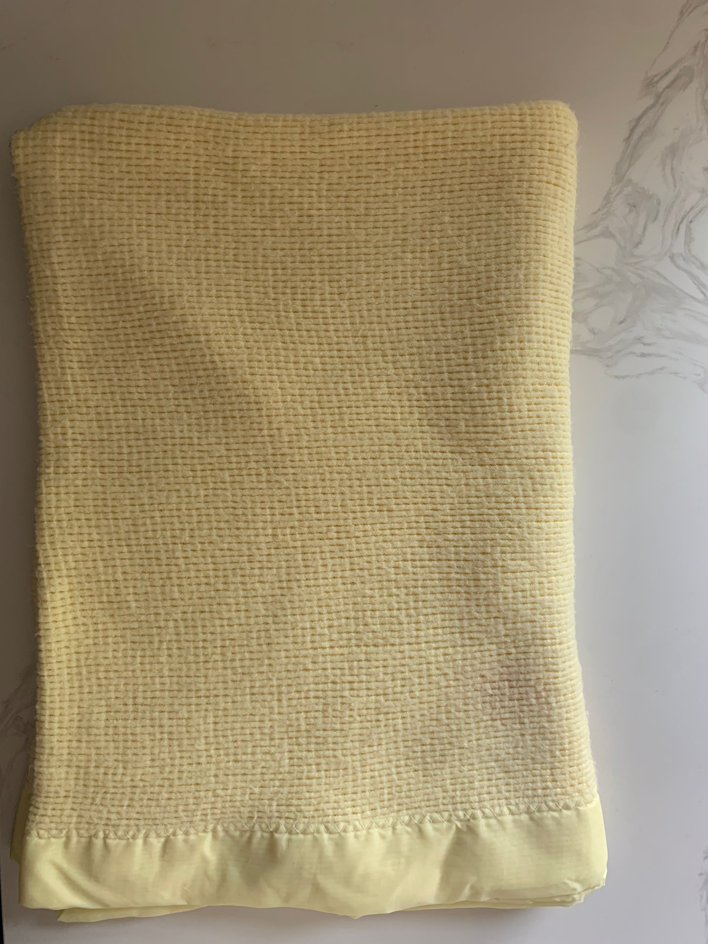 Satin Trimmed Yellow Baby Blanket