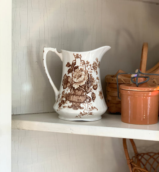 Brown Floral Pitcher