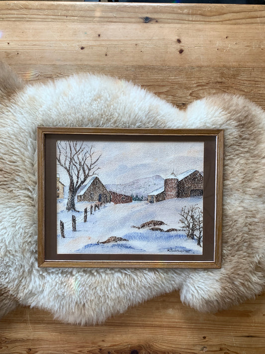Original Snowy Farmstead Artwork