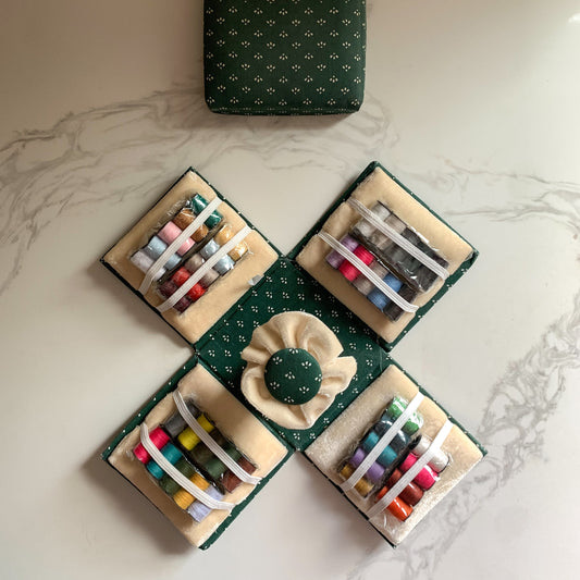 Vintage Green Floral Singer Sewing Box