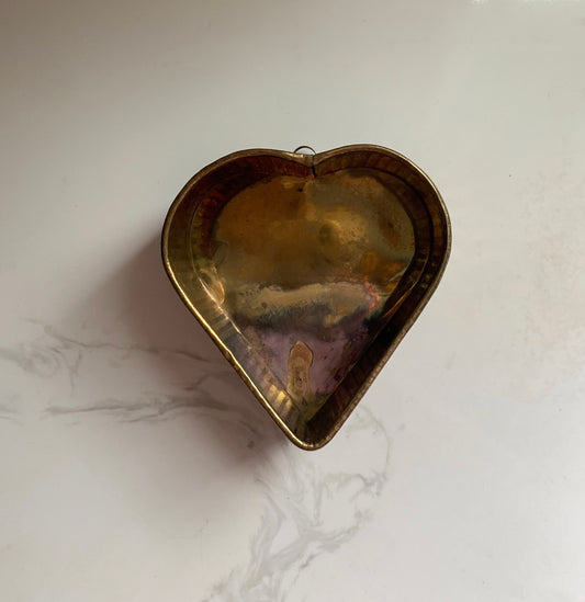 Brass Heart Shaped Trinket Tin